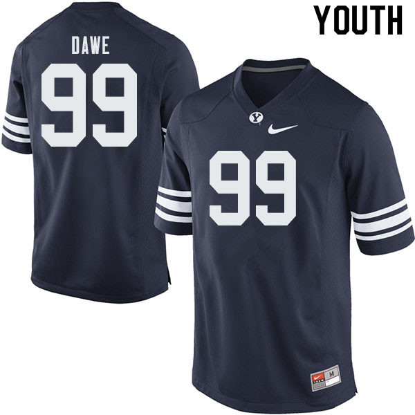 Youth #99 Zac Dawe BYU Cougars College Football Jerseys Sale-Navy - Click Image to Close